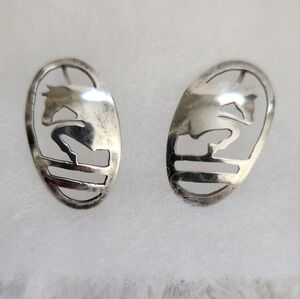 Vintage Silver Equestrian Showjumping horse earrings